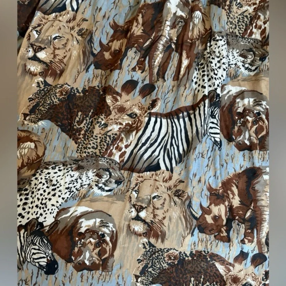 Vintage MUHLE Handmade in Zululand African Wildlife Print Skirt - Picture 2 of 4